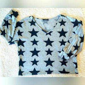 Gray & Black Stars long sleeve shirt NWOT